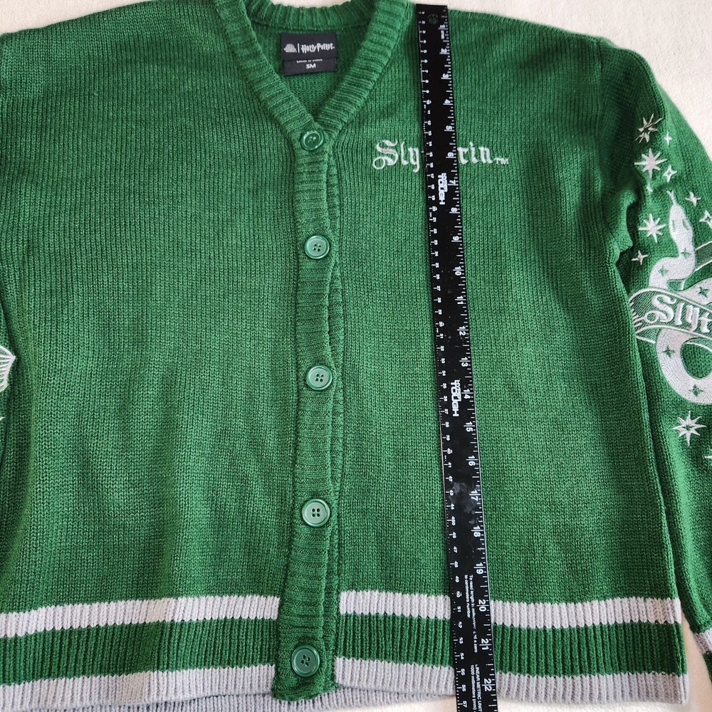 HARRY POTTER Slytherin Cardigan Sweater Unisex Small Green Wizarding World Snake - Picture 6 of 6